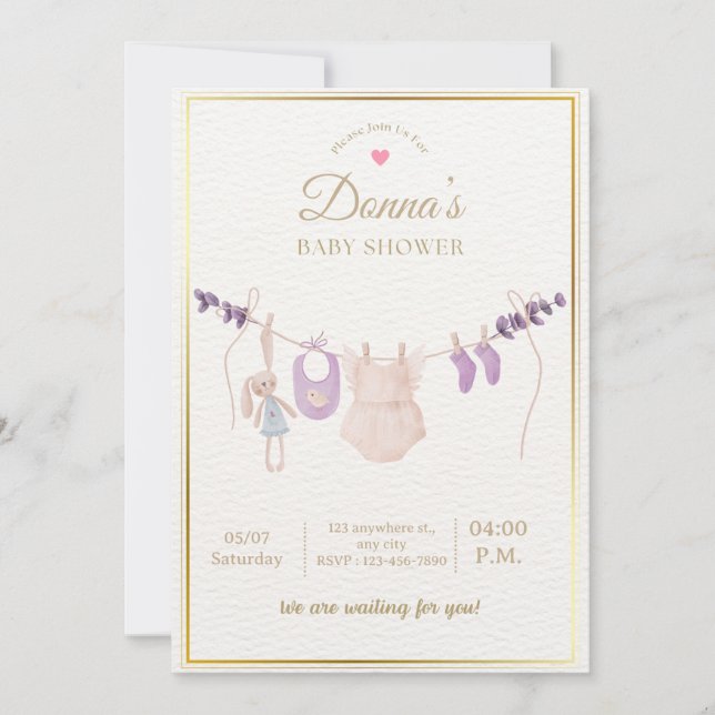 Editable Cute Pastel Baby Shower Inbjudningar (Framsida)