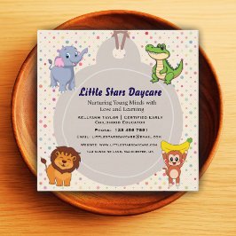 Editable Cute Safari Animals Nursery Card Design  Fyrkantigt Visitkort