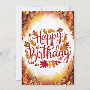 Editable Cute Wish Autolumn Fall Grattis på födels Kort