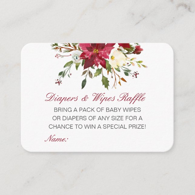 Editable Diapers Wipes Raffle Baby Shower Inserts Tilläggskort (Framsida)