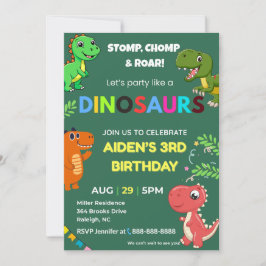 Editable Dinosaur Birthday Invitation Inbjudningar