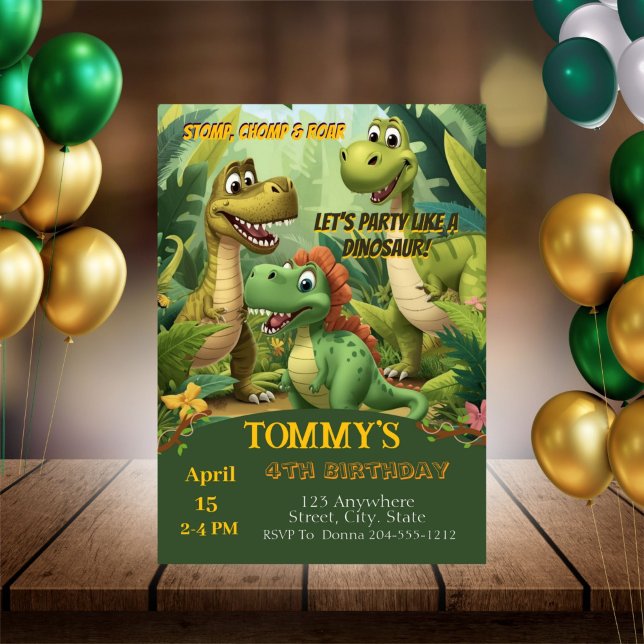 Editable Dinosaur Birthday Invitation Template Inbjudningar (Skapare uppladdad)