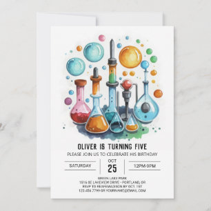 Editable Discovery Lab Scientist Birthday Inbjudningar