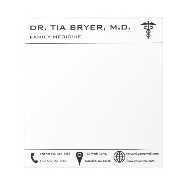 Editable Doktor Nurse Medical Personlig Anteckningsblock (Framsida)