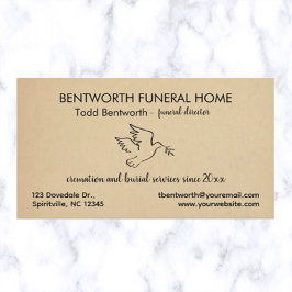 Editable Dove Funeral Home Director Visitkort