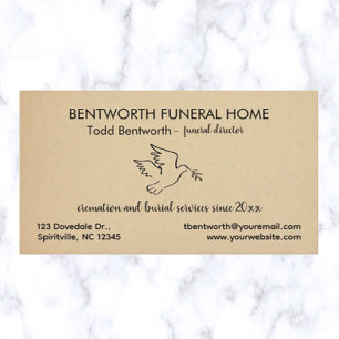 Editable Dove Funeral Home Director Visitkort