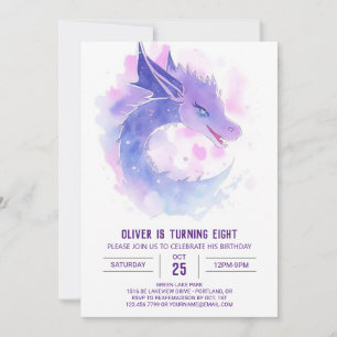 Editable Dragon Birthday Inbjudningar