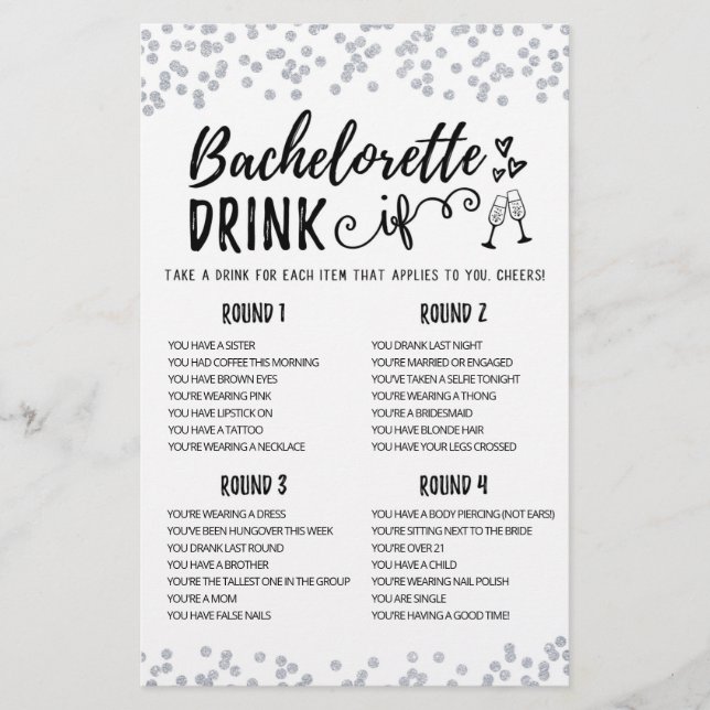 Editable DRINK IF Bachelorette, Hen Party-vilt (Framsida)