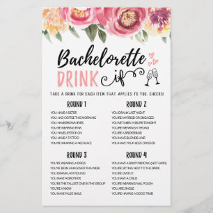 Editable DRINK IF Bachelorette, Hen Party-vilt