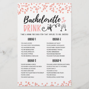 Editable DRINK IF Bachelorette, Hen Party-vilt