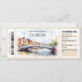 Editable Dublin Boarding Pass Flygplan biljett Inbjudningar