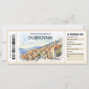 Editable Dubrovnik Flygplan biljett, Kroatien Resa Inbjudningar
