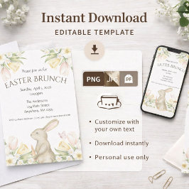 Editable Easter Brunch Invitation Instant Download Inbjudningar