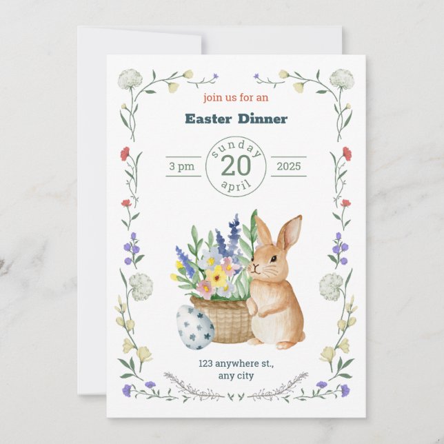 Editable Easter Potluck Invitation Inbjudningar (Framsida)