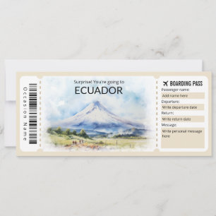 Editable Ecuador Flygplan biljett, Ecuador Resa Inbjudningar