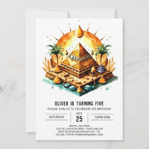 Editable Egyptian Online Pyramids Birthday Inbjudningar