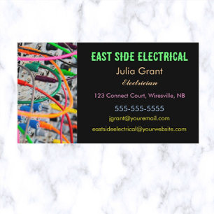 Editable Electrician Electrical Connections Visitkort