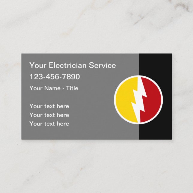 Editable Electrician Modern Power Emblem Visitkort (Framsida)