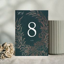 Editable Emerald Flower Wand Copper Foil Bröllop Bordsnummer