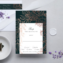 Editable Emerald Flower Wand Copper Foil Bröllop OSA Kort