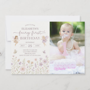 Editable Fairy First Birthday-inbjudan Inbjudningar