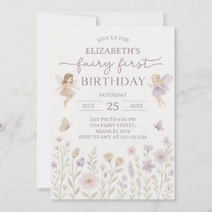 Editable Fairy First Birthday-inbjudan Inbjudningar