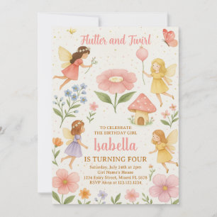 Editable Fairy Garden Birthday-inbjudan Inbjudningar