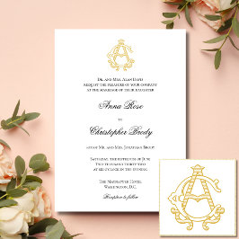 EDITABLE FÄRG AC Monogram CA Monogram-inbjudan Inbjudningar