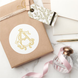 EDITABLE FÄRG AC Monogram CA Monogram Sticker Runt Klistermärke