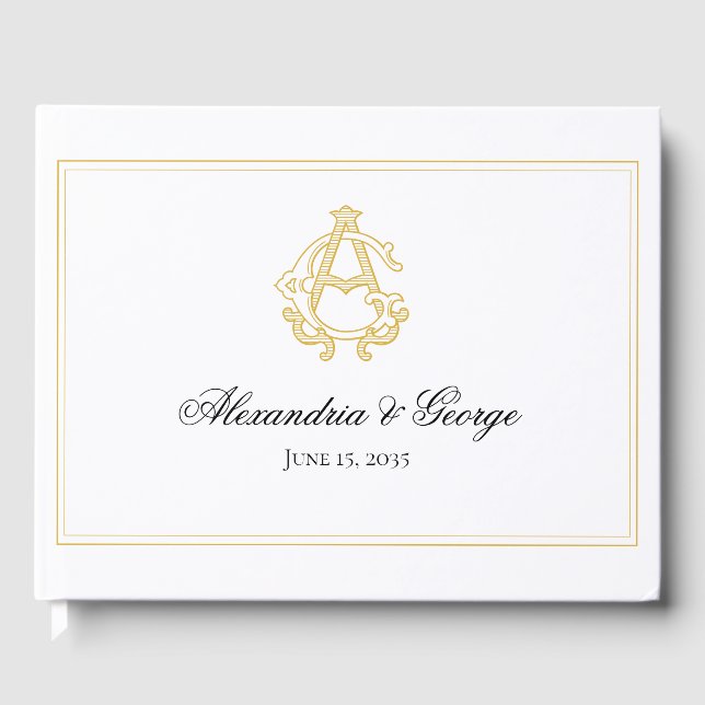 EDITABLE FÄRG AG Monogram GA Monogram Guest Bok (Framsida)