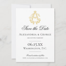 EDITABLE FÄRG AG Monogram GA Monogram-inbjudan Spara Datumet