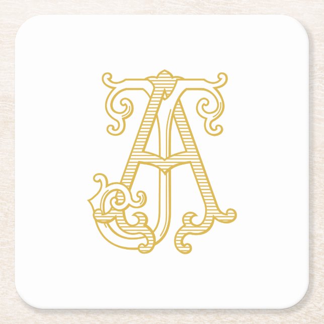 EDITABLE FÄRG AJ Monogram JA Logotyp Underlägg (Framsidan)