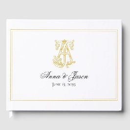 EDITABLE FÄRG AJ Monogram JA Monogram Guest Bok