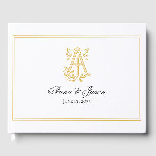 EDITABLE FÄRG AJ Monogram JA Monogram Guest Bok
