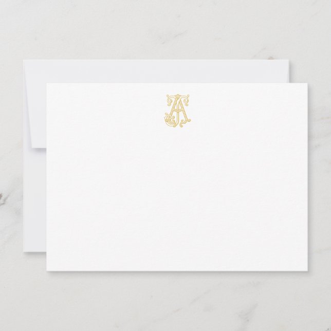 EDITABLE FÄRG AJ Monogram JA Monogram Notecards Anteckningskort (Framsida)