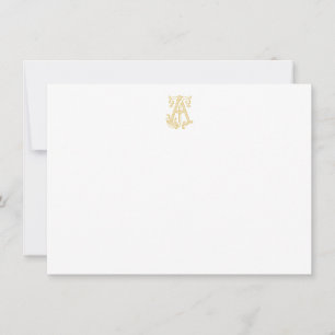 EDITABLE FÄRG AJ Monogram JA Monogram Notecards Anteckningskort
