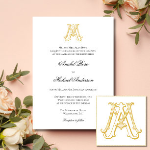 EDITABLE FÄRG AM Monogram eller MORSA Monogram Inbjudningar