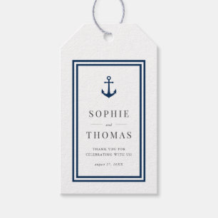 Editable Färg Anchor White Rand Bröllop Presentetikett