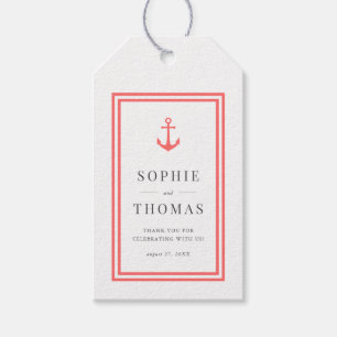 Editable Färg Anchor White Rand Bröllop Presentetikett