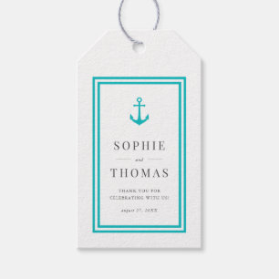 Editable Färg Anchor White Rand Bröllop Presentetikett