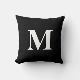 Editable Färg Black White Monogram Kudde
