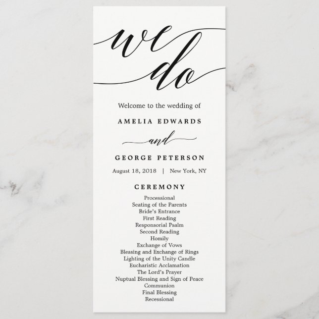 EDITABLE FÄRG Bröllop Ceremony Program #MSC (Framsida)