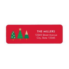EDITABLE FÄRG Cheerful Träd Helgdag Adress Returadress Etikett