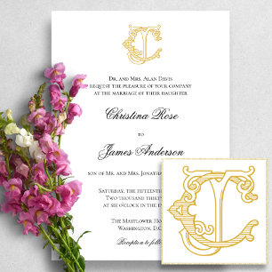 EDITABLE FÄRG CJ Monogram JC-Logotyp - inbjudan