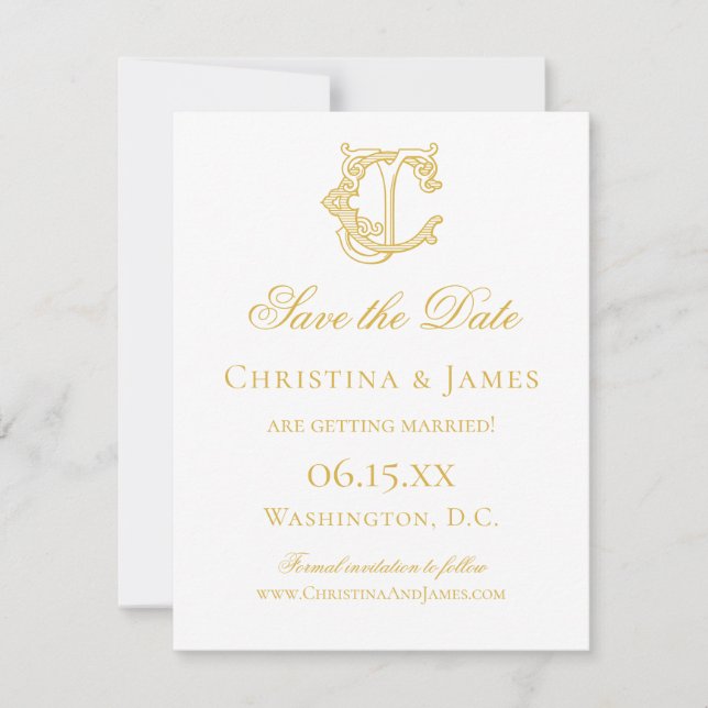 EDITABLE FÄRG CJ Monogram JC Monogram - inbjudan (Framsida)