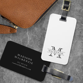 Editable Färg Classic Gräns Namn Monogram Bagagebricka