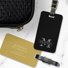 Editable Färg Classic Gräns Namn Monogram Bagagebricka