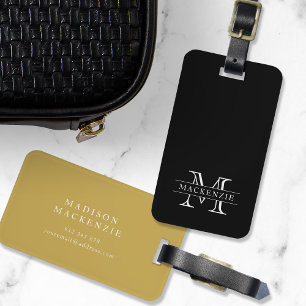 Editable Färg Classic Gräns Namn Monogram Bagagebricka