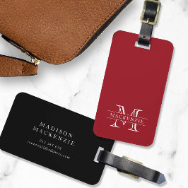 Editable Färg Classic Gräns Namn Monogram Bagagebricka