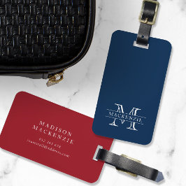 Editable Färg Classic Gräns Namn Monogram Bagagebricka